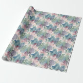 Abstract Watercolor Pattern Teal Mauve Pink ラッピングペーパー (アンロールド)