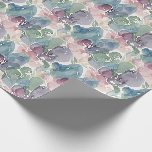 Abstract Watercolor Pattern Teal Mauve Pink ラッピングペーパー (角)