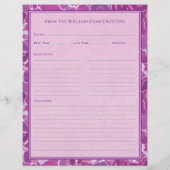 Abstract Watercolor Purple Pink Recipe Paper Sheet (裏面)