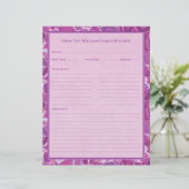 Abstract Watercolor Purple Pink Recipe Paper Sheet (スタンド正面)