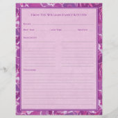 Abstract Watercolor Purple Pink Recipe Paper Sheet (正面)