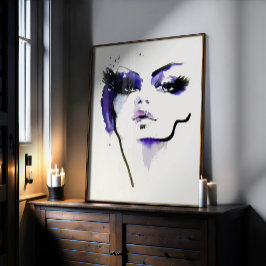 Abstract Watercolor purple woman makeup branding ポスター