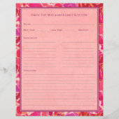 Abstract Watercolor Red Pink Recipe Paper Sheet (裏面)