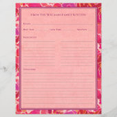 Abstract Watercolor Red Pink Recipe Paper Sheet (正面)