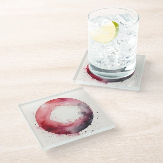 abstract watercolor ring ガラスコースター (アングル)