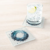 abstract watercolor ring ガラスコースター (アングル)