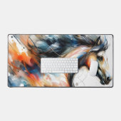 Abstract Watercolor Running Horse デスクマット (キーボード&マウス)