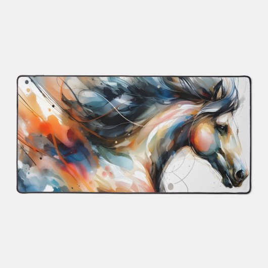 Abstract Watercolor Running Horse デスクマット (正面)