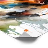 Abstract Watercolor Running Horse ポスター (角)