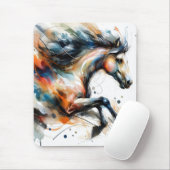 Abstract Watercolor Running Horse マウスパッド (マウス)