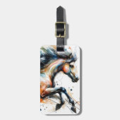 Abstract Watercolor Running Horse ラゲッジタグ (正面縦)