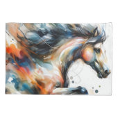 Abstract Watercolor Running Horse 枕カバー (裏面)