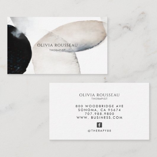 Abstract Watercolor Shapes Therapist  名刺 (正面/裏面)