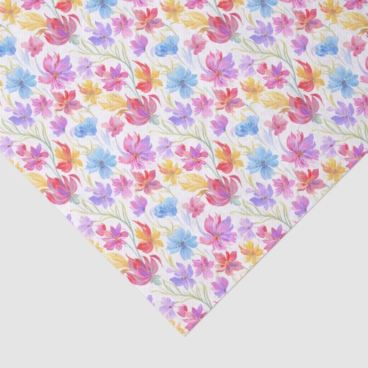 Abstract Watercolor Style Flowers Pink Blue Yellow 薄葉紙 (詳細)