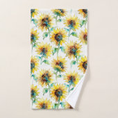 Abstract Watercolor Sunflowers Seamless Pattern  バスタオルセット (ハンドタオル)