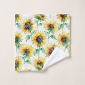 Abstract Watercolor Sunflowers Seamless Pattern  バスタオルセット (ウォッシュタオル)