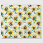 Abstract Watercolor Sunflowers Seamless Pattern  ラッピングペーパー (フラット)