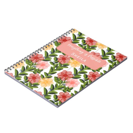 Abstract Watercolour Florals Notebook ノートブック (左側)