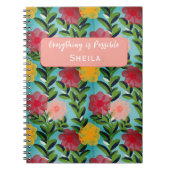 Abstract Watercolour Florals Notebook Blue ノートブック (正面)
