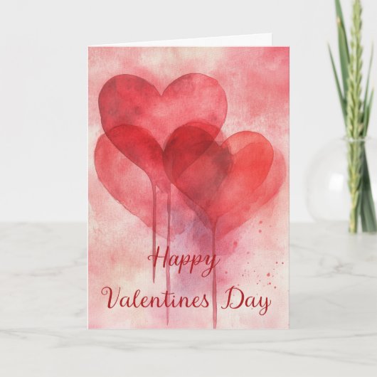 Abstract Watercolour Valentines Day Greeting Card シーズンカード (正面)