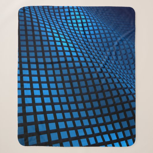 Abstract wave design blue シェルパブランケット (正面)