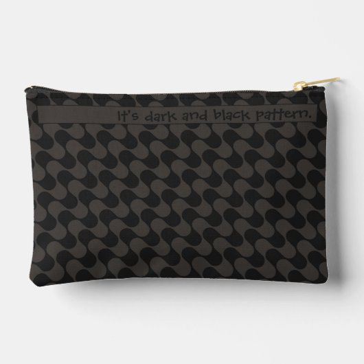 Abstract Waves Black and Grey with Text アクセサリーポーチ (裏面)