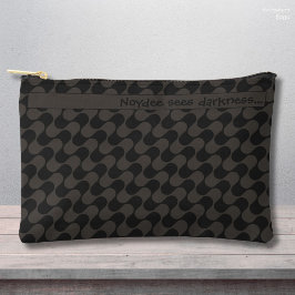 Abstract Waves Black and Grey with Text アクセサリーポーチ