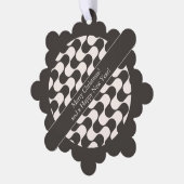 Abstract Waves Black and White with Text オーナメントカード (左)