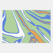 Abstract Waves in Green, Blue, Orange, & White ラッピングペーパーシート (正面)