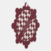 Abstract Waves Red and White with Text オーナメントカード (右)