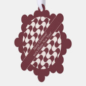 Abstract Waves Red and White with Text オーナメントカード (左)