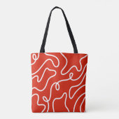 Abstract Wavy Line Art Bold Red Minimalist Pattern トートバッグ (裏面)