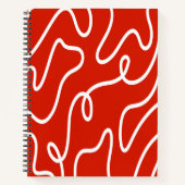 Abstract Wavy Line Art Bold Red Minimalist Pattern ノートブック (正面)