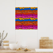 Abstract Wavy Lines Wall Art ポスター (キッチン)