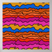 Abstract Wavy Lines Wall Art ポスター (正面)