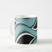 Abstract Wavy Teal and Black Flow Design コーヒーマグカップ (正面左)