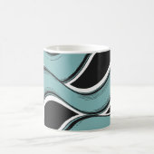 Abstract Wavy Teal and Black Flow Design コーヒーマグカップ (中央)