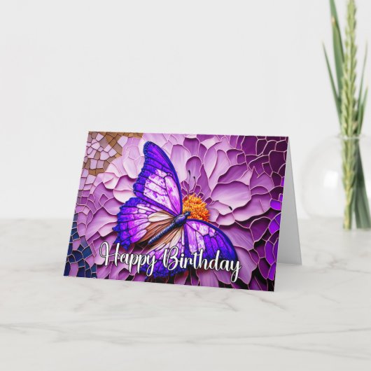 Abstract Whimsical Butterfly Happy Birthday カード (正面)