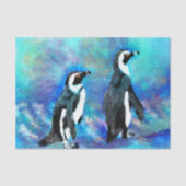 Abstract Whimsical Penguin Couple Decoupage 薄葉紙 (正面)