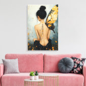 Abstract Whimsical Woman and Butterfly キャンバスプリント (インサイチュ (リビング))