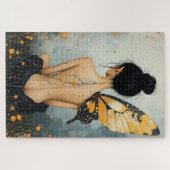 Abstract Whimsical Woman and Butterfly ジグソーパズル (横)