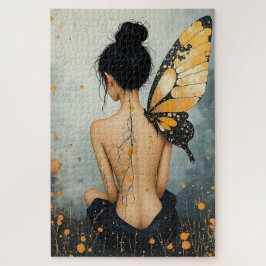 Abstract Whimsical Woman and Butterfly ジグソーパズル
