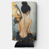 Abstract Whimsical Woman and Butterfly スリム缶クーラー (裏面)