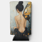 Abstract Whimsical Woman and Butterfly スリム缶クーラー (正面)