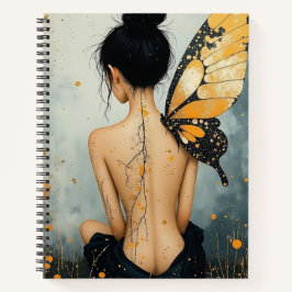 Abstract Whimsical Woman and Butterfly ノートブック