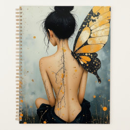 Abstract Whimsical Woman and Butterfly プランナー手帳
