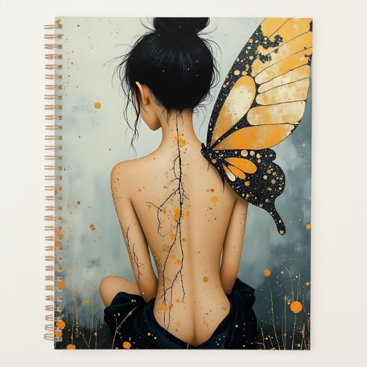 Abstract Whimsical Woman and Butterfly プランナー手帳 (正面)