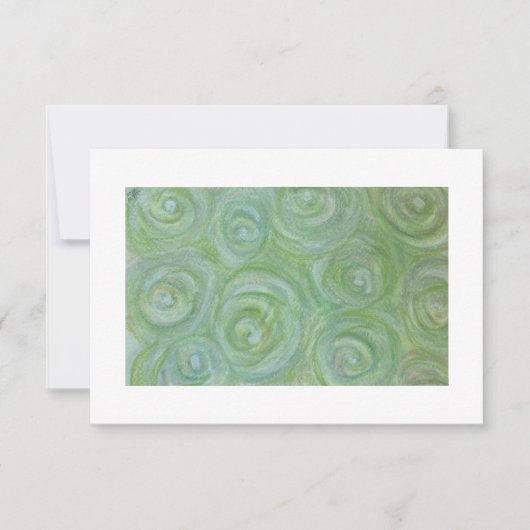 Abstract white and green roses hand-drawn notecard 招待状 (正面)