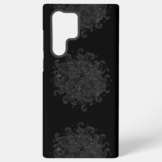 Abstract White Outline Waves Seamless Phone Case Samsung Galaxyケース (裏面)