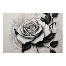 Abstract white rose ポスター
